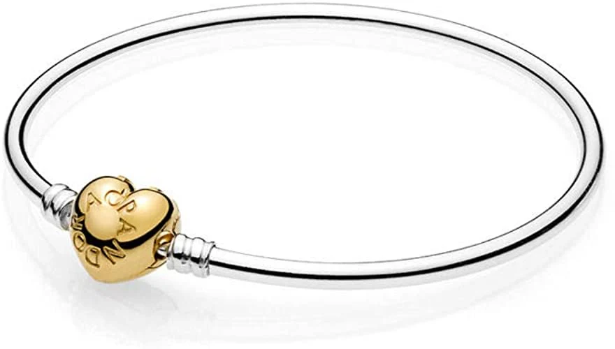 Pandora Sterling Silver with Shine Heart Clasp Bangle