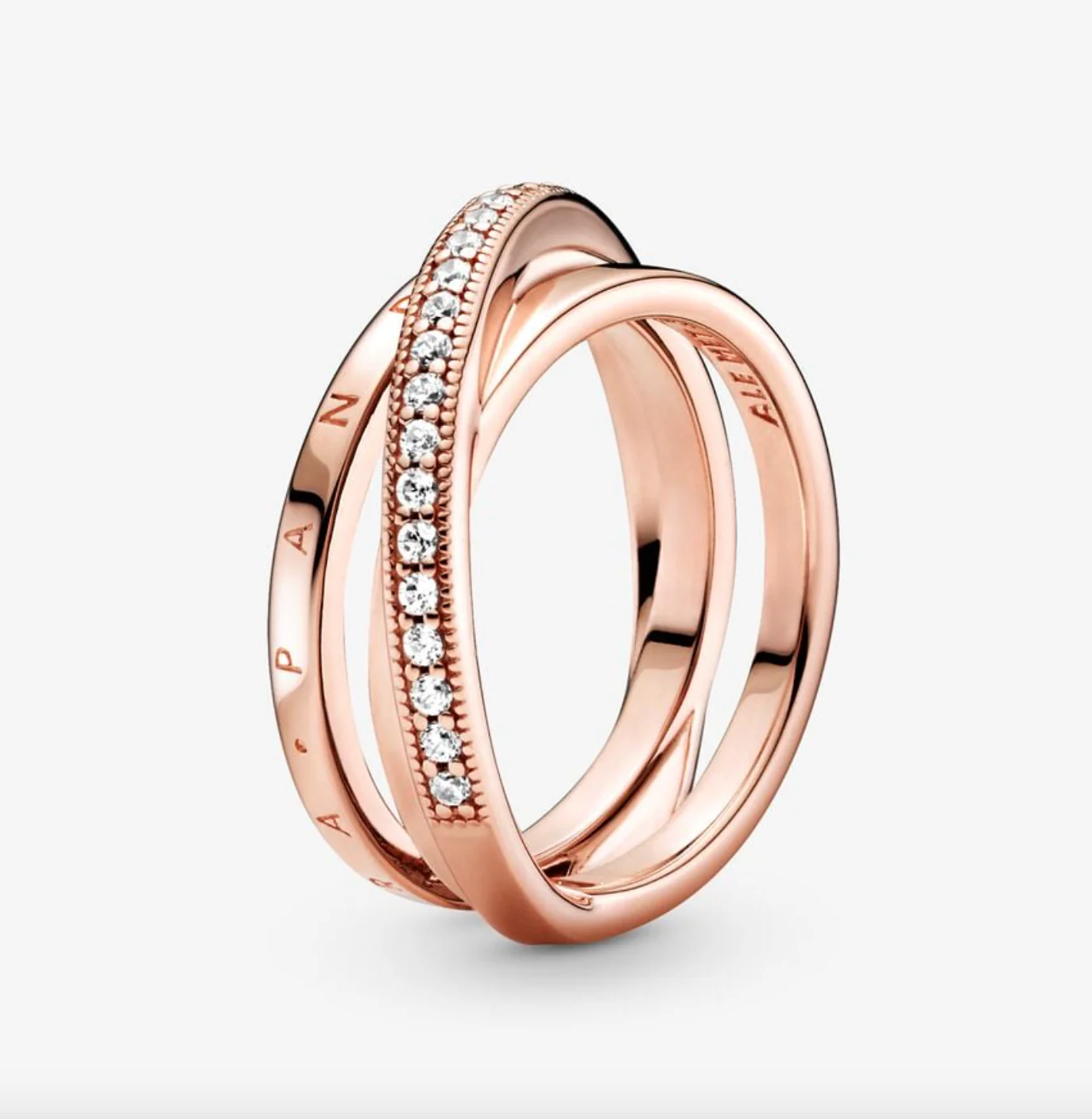 Pandora Crossover Pavé Triple Band Ring