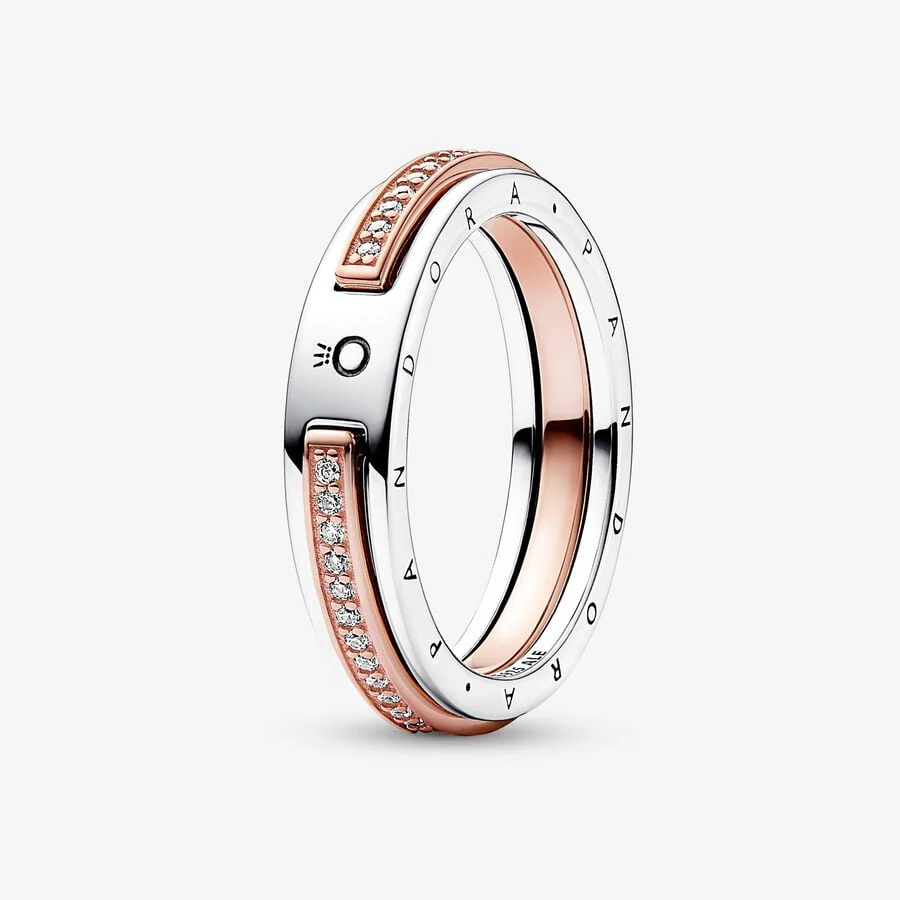 Pandora Two-Tone Logo & Pavé Ring