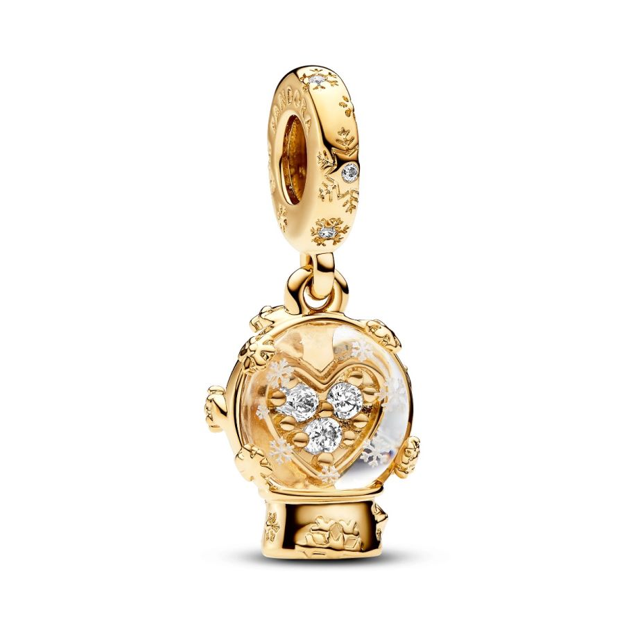 Pandora Heart Snowflake Snow Globe Dangle Charm