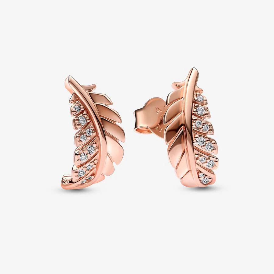 Pandora Floating Curved Feather Stud