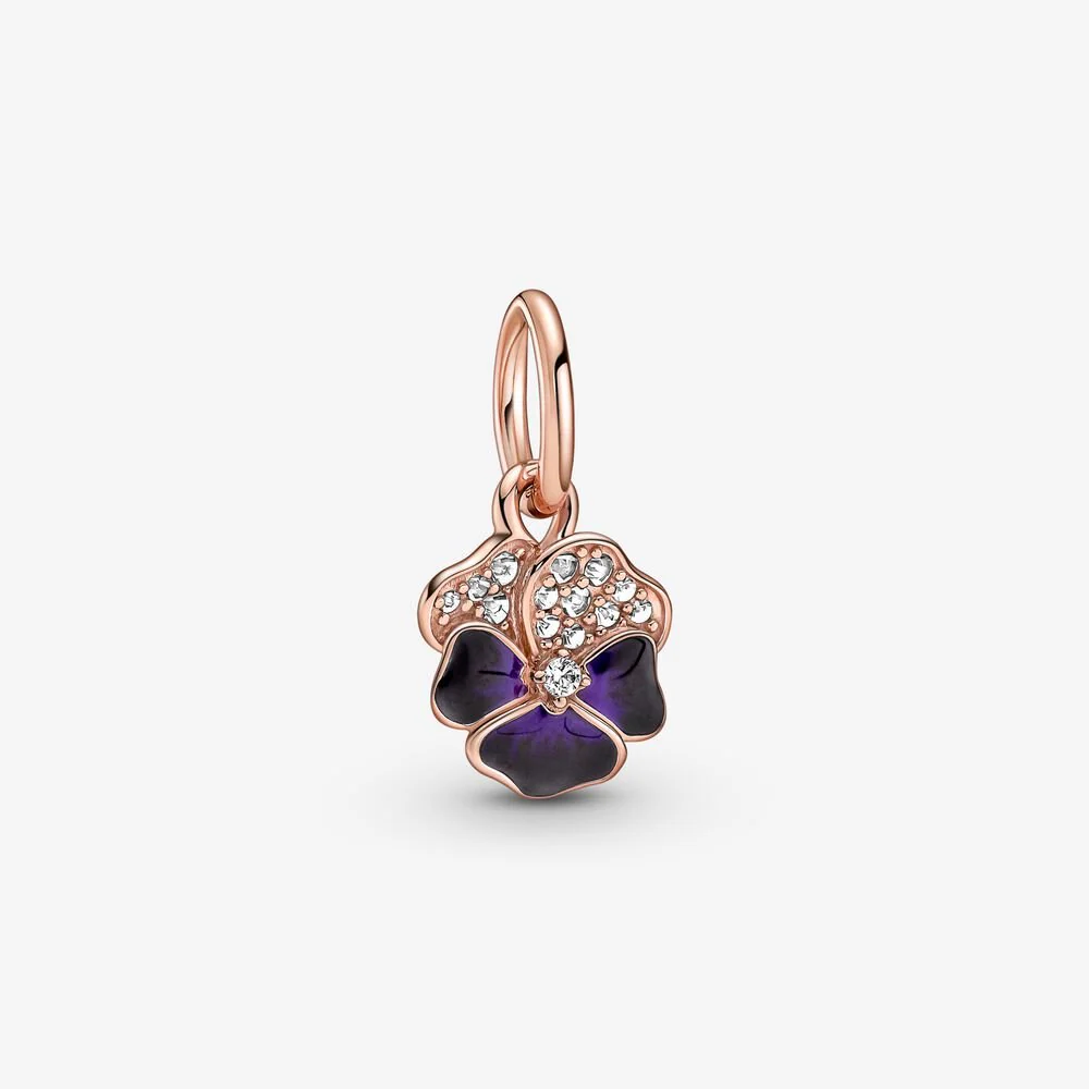 Pandora Deep Purple Pansy Flower Dangle Charm