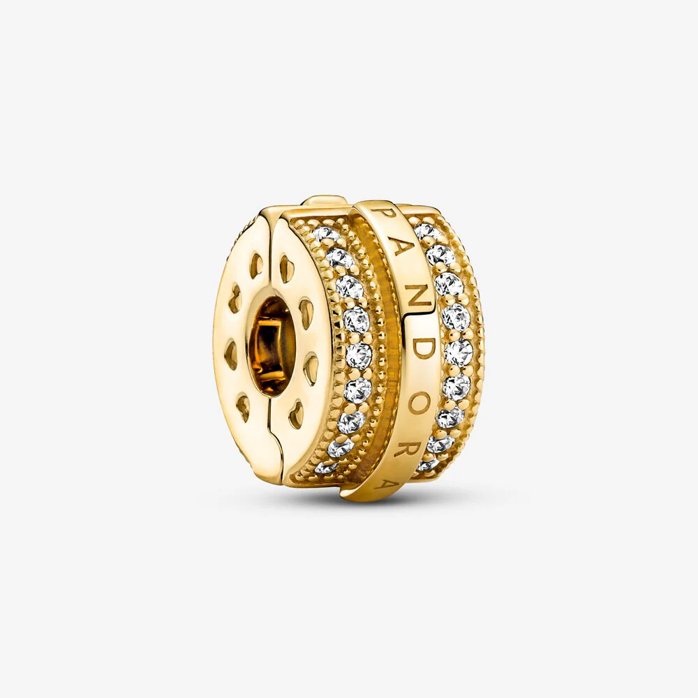 Pandora Sparkling Pavé Lines & Logo Clip Charm