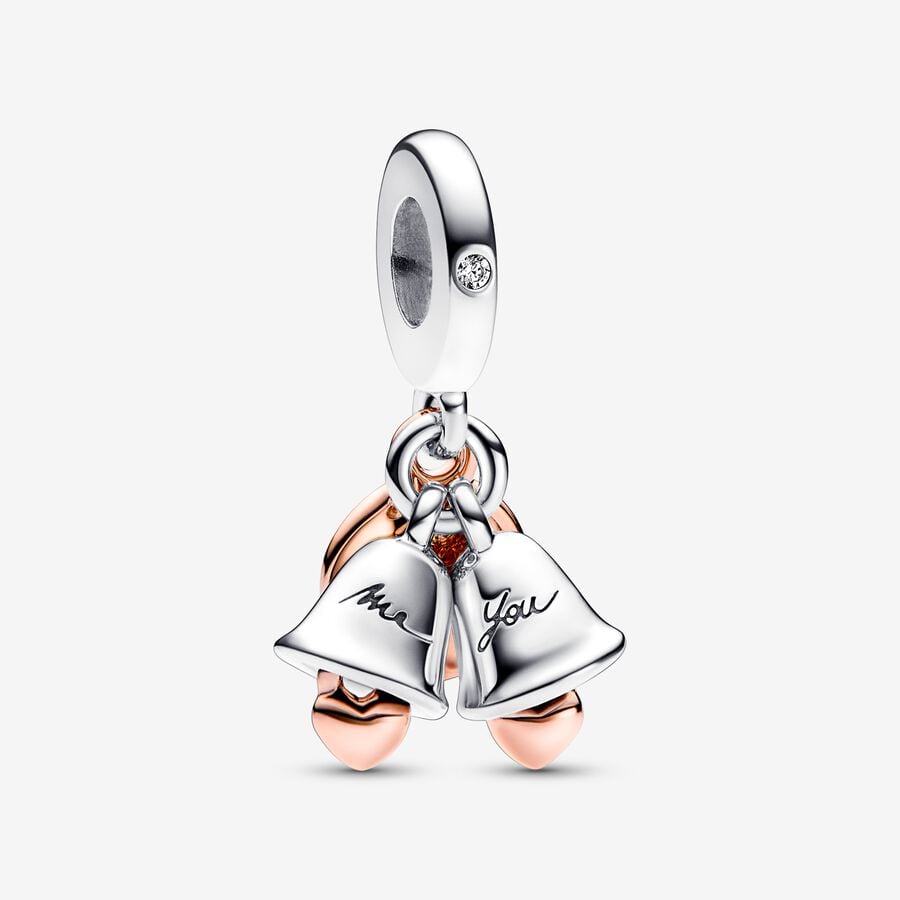 Pandora FINAL SALE – Just Married Wedding Bells Double Dangle