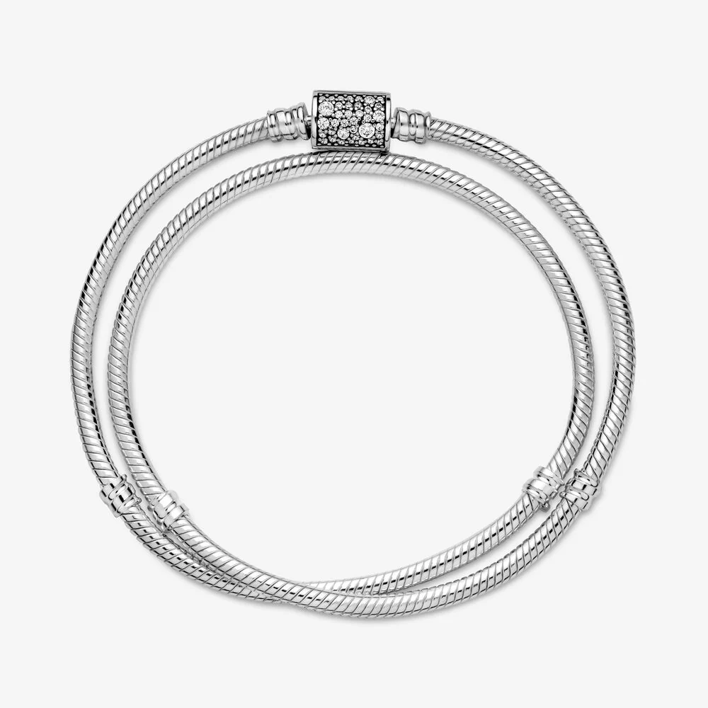 Pandora Double Wrap Barrel Clasp Snake Chain Bracelet/Necklace